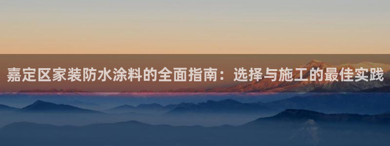 和记官网[中国]官方网站：嘉定区家装防水涂料的全面指南：选择